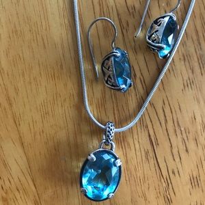 Silpada .925 Silver & blue glass necklace set